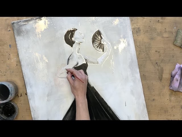 Acryl Malerei auf Silber Folie, simple Werkzeuge, easy, Anfänger