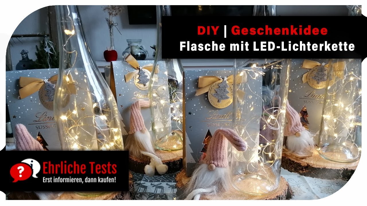 DIY Geschenkidee | Flasche mit LED-Lichterkette | Selberbasteln | Weihnachten oder anderen Tagen