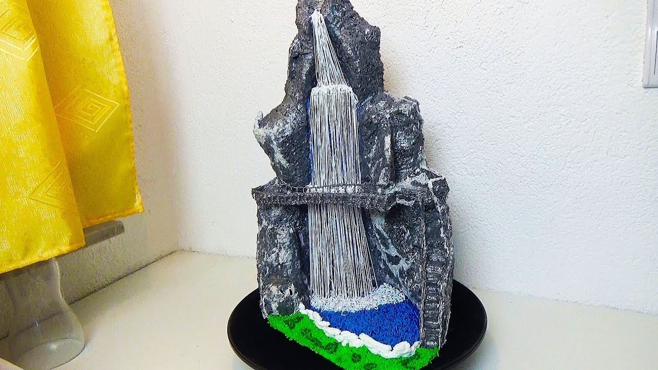 DIY, Wasserfall als 3D Malerei selbst gemacht, Landschaft gestalten