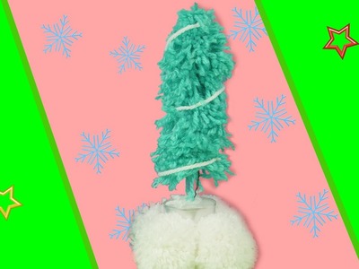???? Flauschiger Pompon-Tannenbaum aus Wolle ???? | Weihnachtsdeko basteln | Basteln mit Pompons