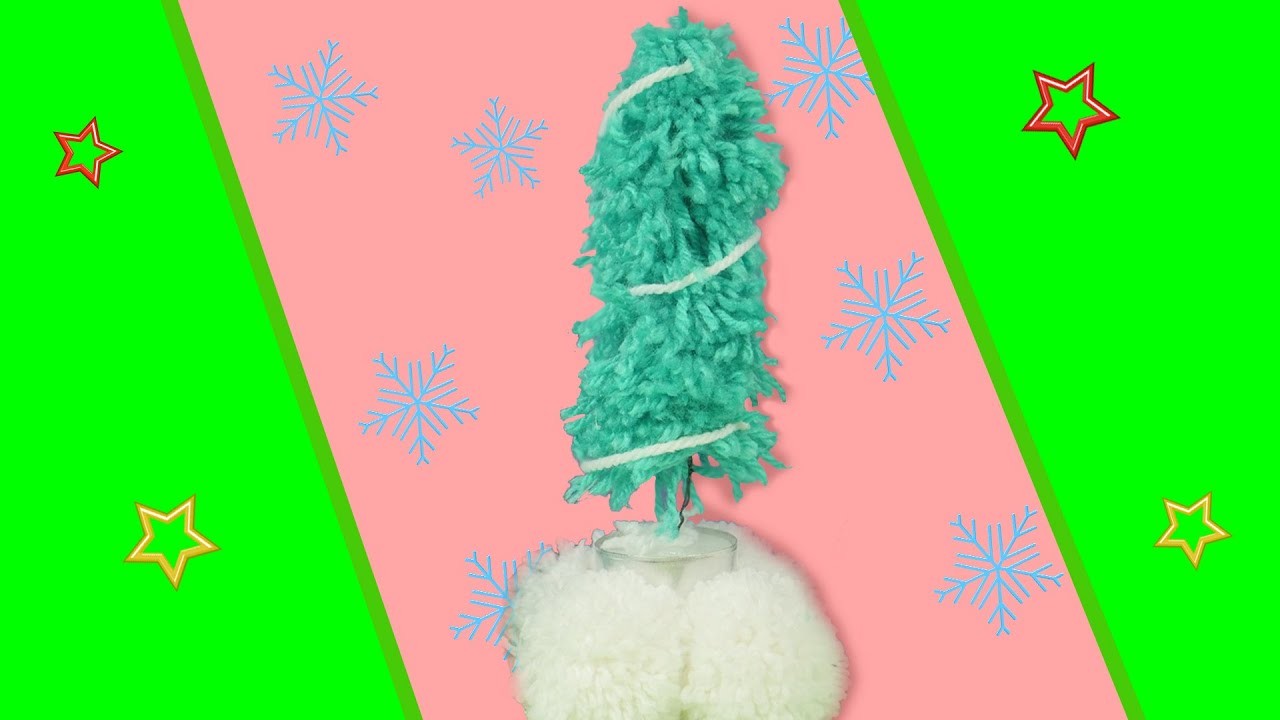 ???? Flauschiger Pompon-Tannenbaum aus Wolle ???? | Weihnachtsdeko basteln | Basteln mit Pompons