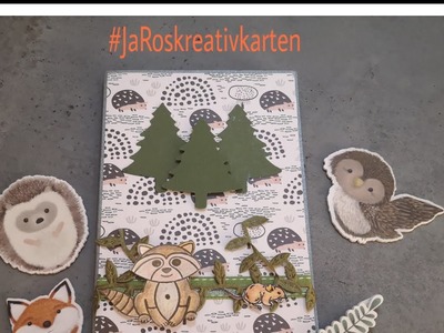 #JaRoskreativkarten#mieneminchen#challange#karten#basteln#tiere#stoffband#grau#stampinup