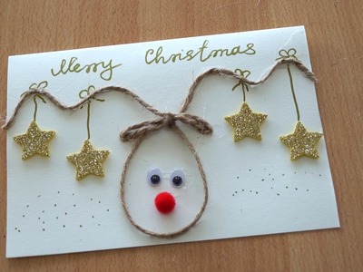 Rentier Weihnachtskarte basteln ???? How to make reindeer christmas card ???? Открытка на Новый Год
