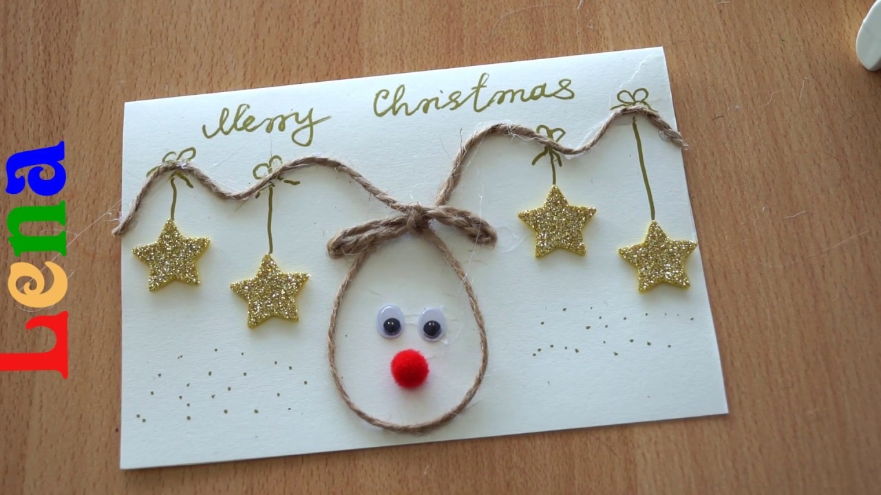 Rentier Weihnachtskarte basteln ???? How to make reindeer christmas card ???? Открытка на Новый Год