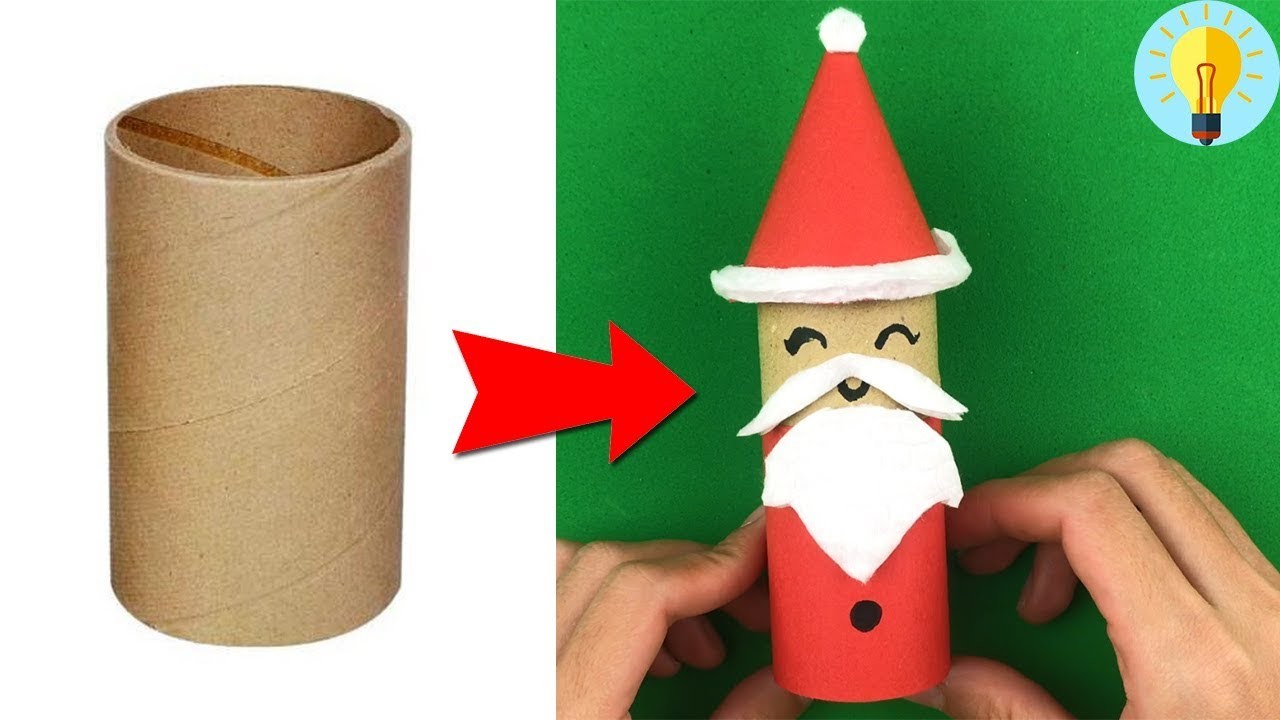 Weihnachtsbasteln: Weihnachtsmann aus Papprollen basteln | Weihnachtsdeko selber machen