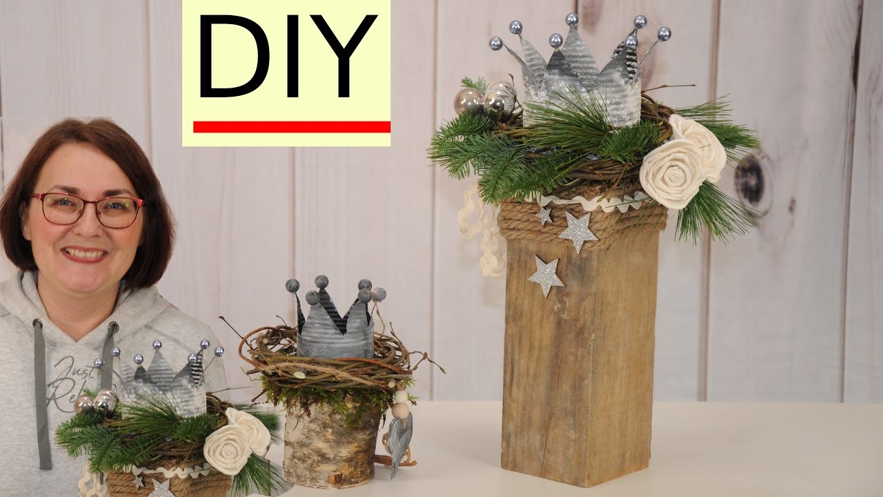 Weihnachtsdeko ✨ selber machen ???? Eine Krone auf Holzstamm Upcycling DIY