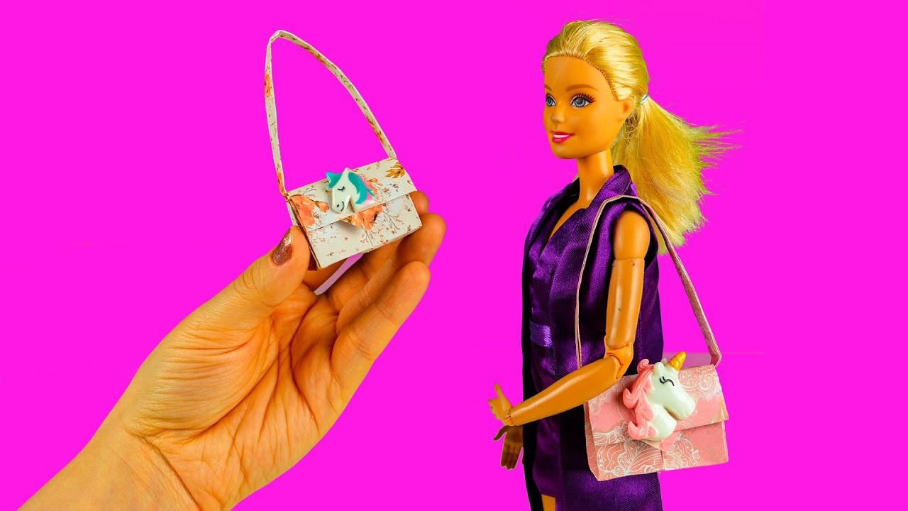 5 MINUTE DIY CRAFTS FOR BARBIE DOLLS  ~ Barbie Paper Handbag