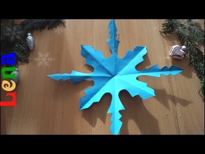 Blaue Schneeflocke falten zeichnen basteln - How to make snowflake - как сделать снежинку