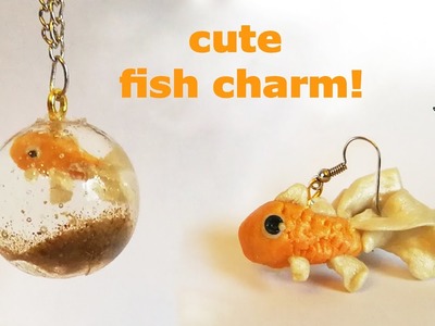 DIY Goldfish in a bowl, Earrings, Resin, Polymer clay. Goldfisch im Glas, Fimo Tutorial