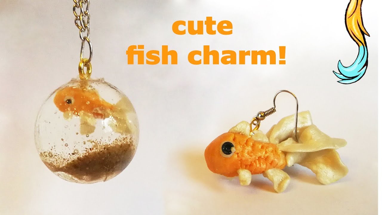 DIY Goldfish in a bowl, Earrings, Resin, Polymer clay. Goldfisch im Glas, Fimo Tutorial