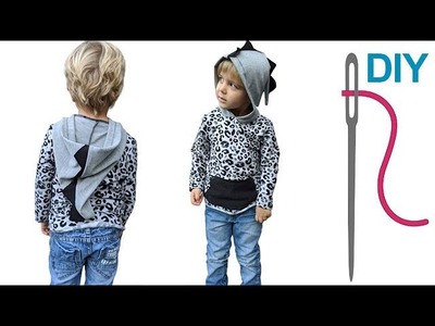 Kinder Sweatshirt mit Drachenkapuze, Drachenpullover nähen für Anfänger – DIY Schnittmuster "Tommy"