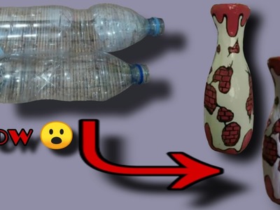 Membuat VAS BUNGA dari botol bekas  || bottle craft ideas step by step