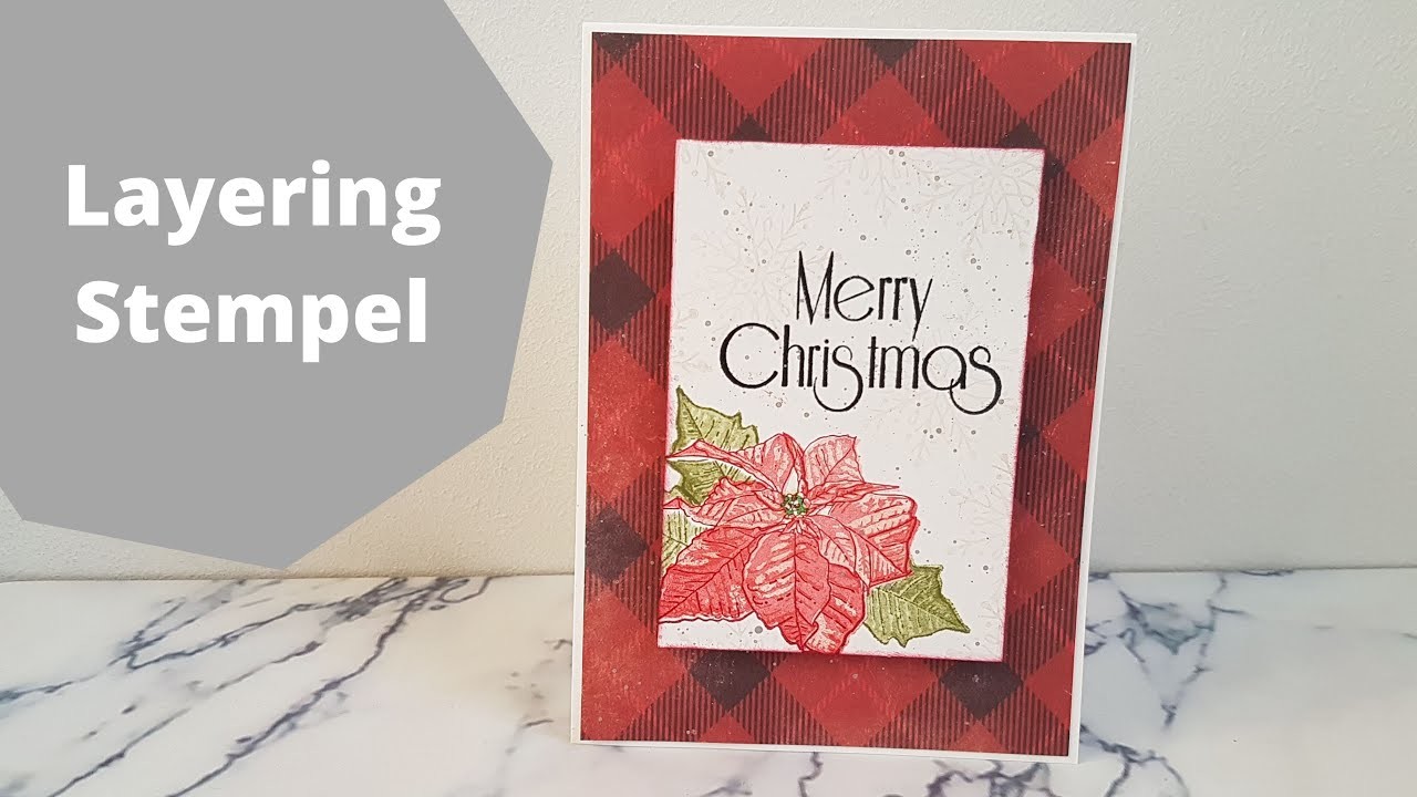 Weihnachtskarte basteln mit Layering Stempel und Luxe Paperblock vom Action