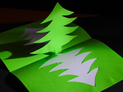 Basteln mit Papier: Tannenbaum Pop up Karte für Weihnachten, Advent & Winter [W+]