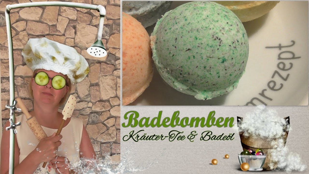 DIY Badekugel. Bade-Bombe * Bath Bomb * mit Kräuter-Tee + Badeöl