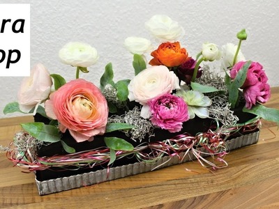 Frühlingsdeko Tischdekoration mit schwarzer Steckmasse: Floristik DIY ❁ Deko Ideen mit Flora-Shop