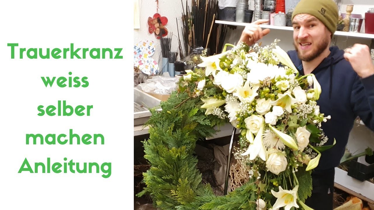 Trauerkranz weiss - DIY Anleitung - Floristik Anleitung - Blumenmann  - Blumenkranz in weiss