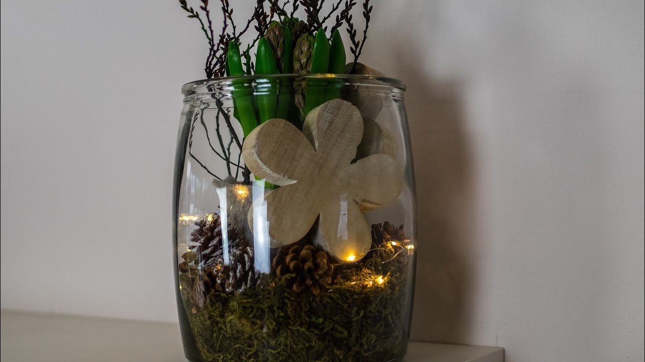 DIY | Deko-Idee Frühling, Hyazinthe im Glas mit Lichterkette | Blumen und Dekoration
