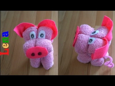 Gästetuch  falten ???? Schweinchen basteln ???? DIY towel pig diy ???? свинка из полотенца  в подарок