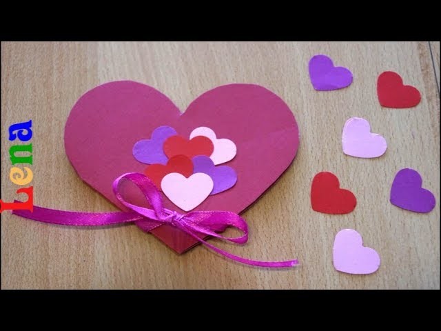 Herz Karte basteln mit Schleife ❤️ DIY Heart Card with bowl diy ❤️ Как сделать валентинку