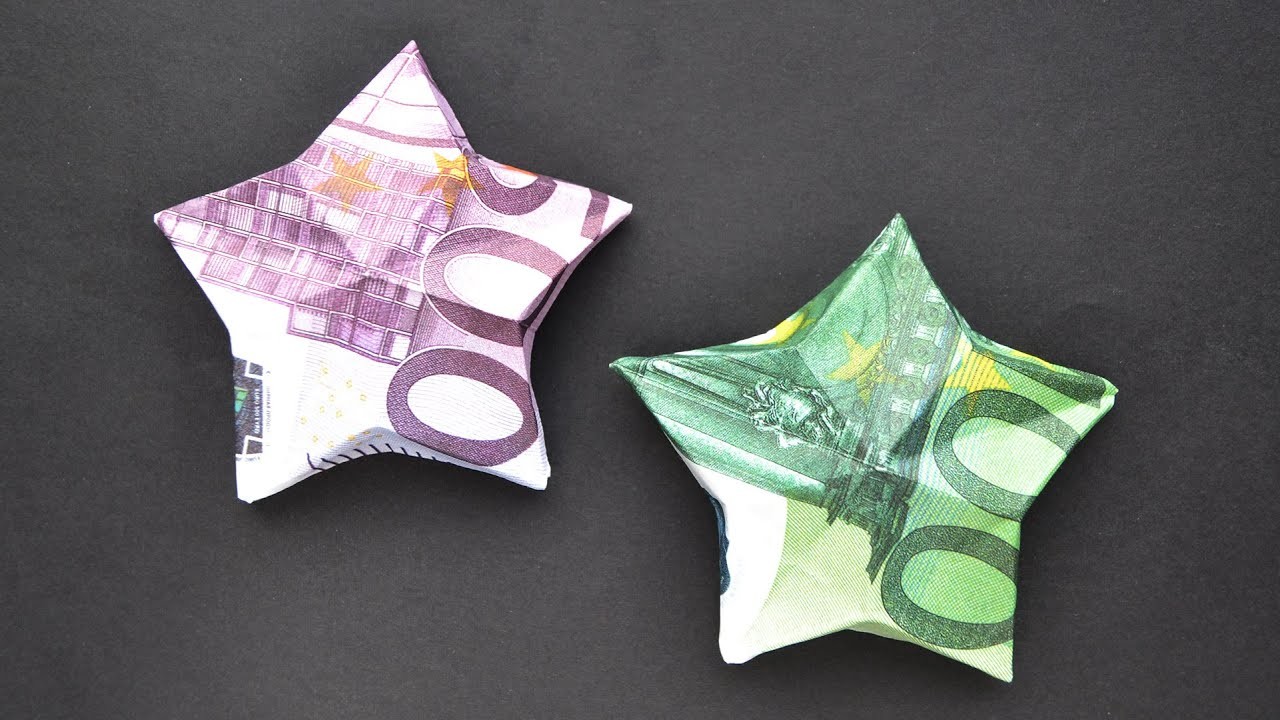 Origami STERN Euro Geldschein GELD FALTEN |  Money Origami STAR Tutorial DIY