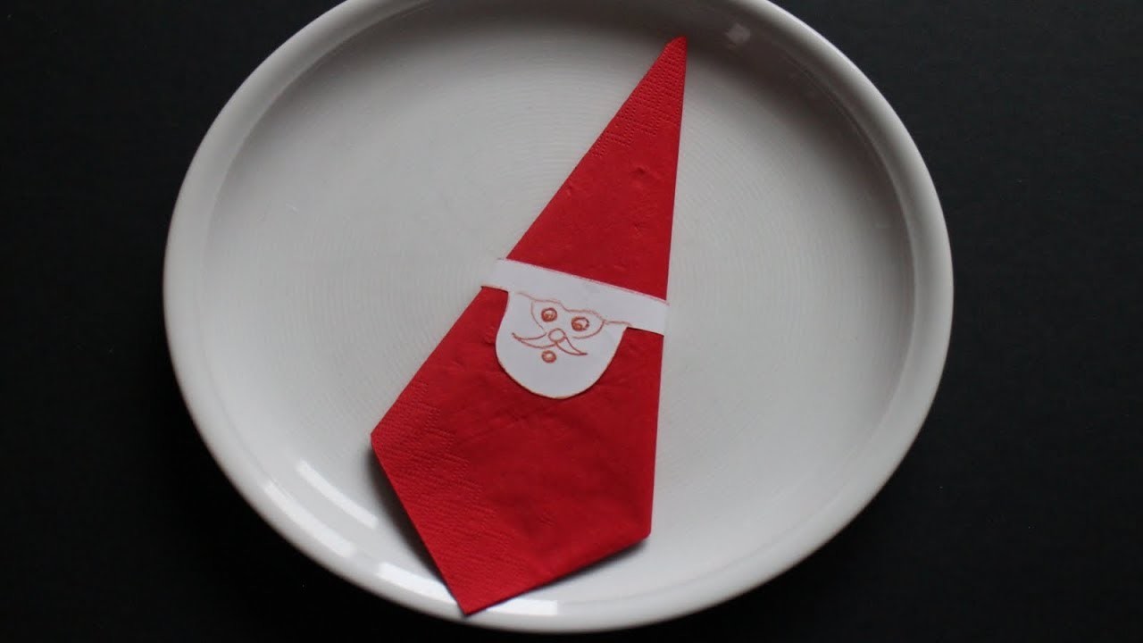 Servietten falten: 'Nikolaus. Santa Claus. Weihnachstmann' für Advent & Weihnachten [W+]