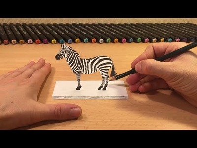 3D Zeichnen lernen für Anfänger leicht Zebra  -How to Draw Zebra logo 3D creation