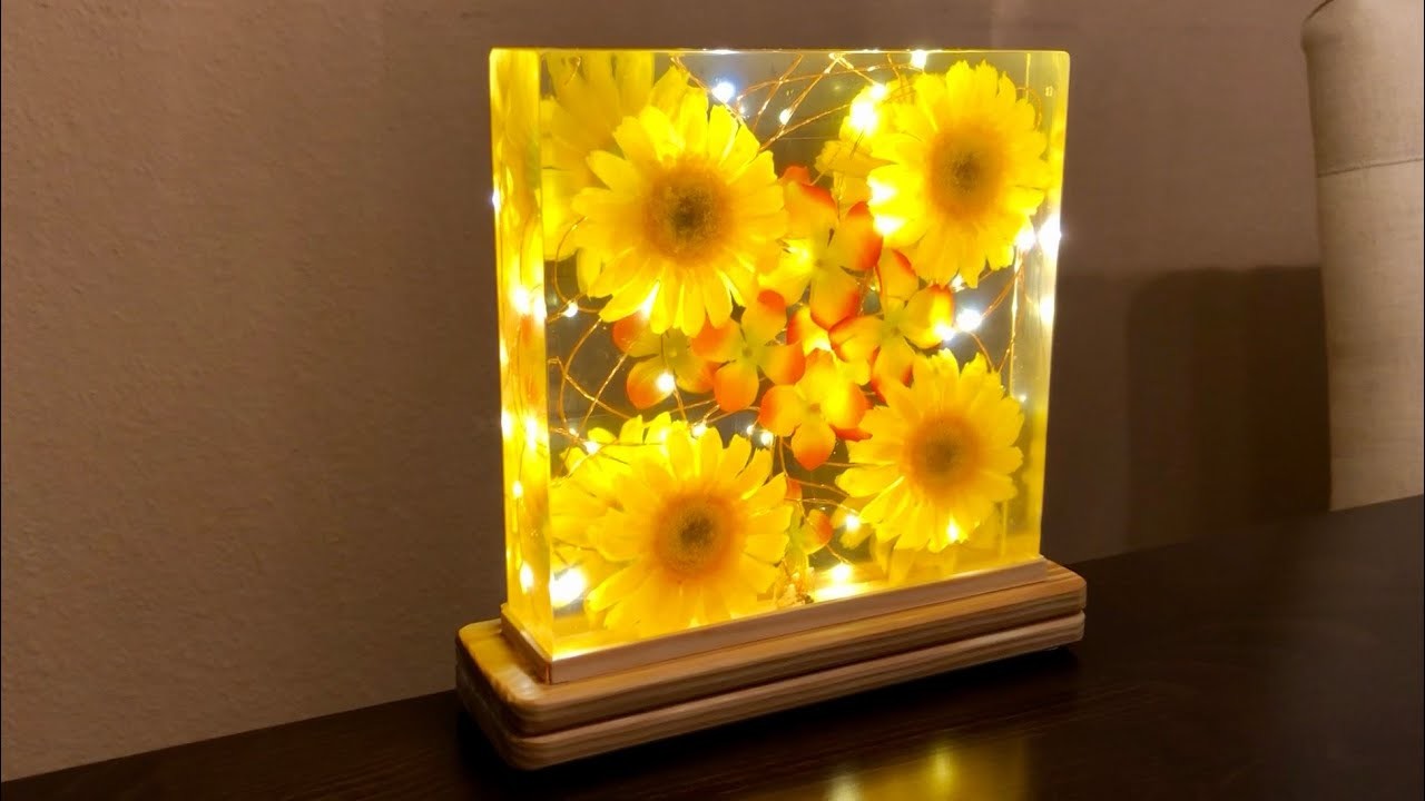 Blumen Epoxidharz LED Lampe. DIY