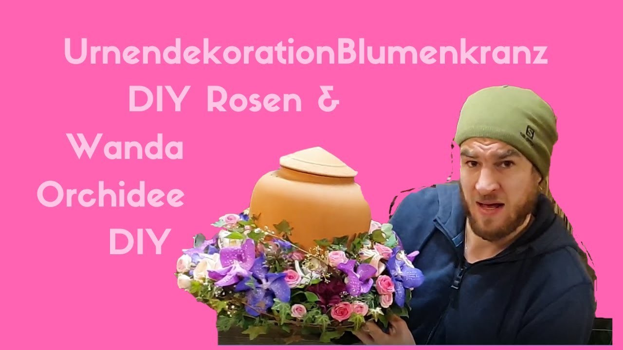 Blumenkranz selber machen - DIY Urnenschmuck rosa weiss - Rosen & Orchidee - Floristik Anleitung