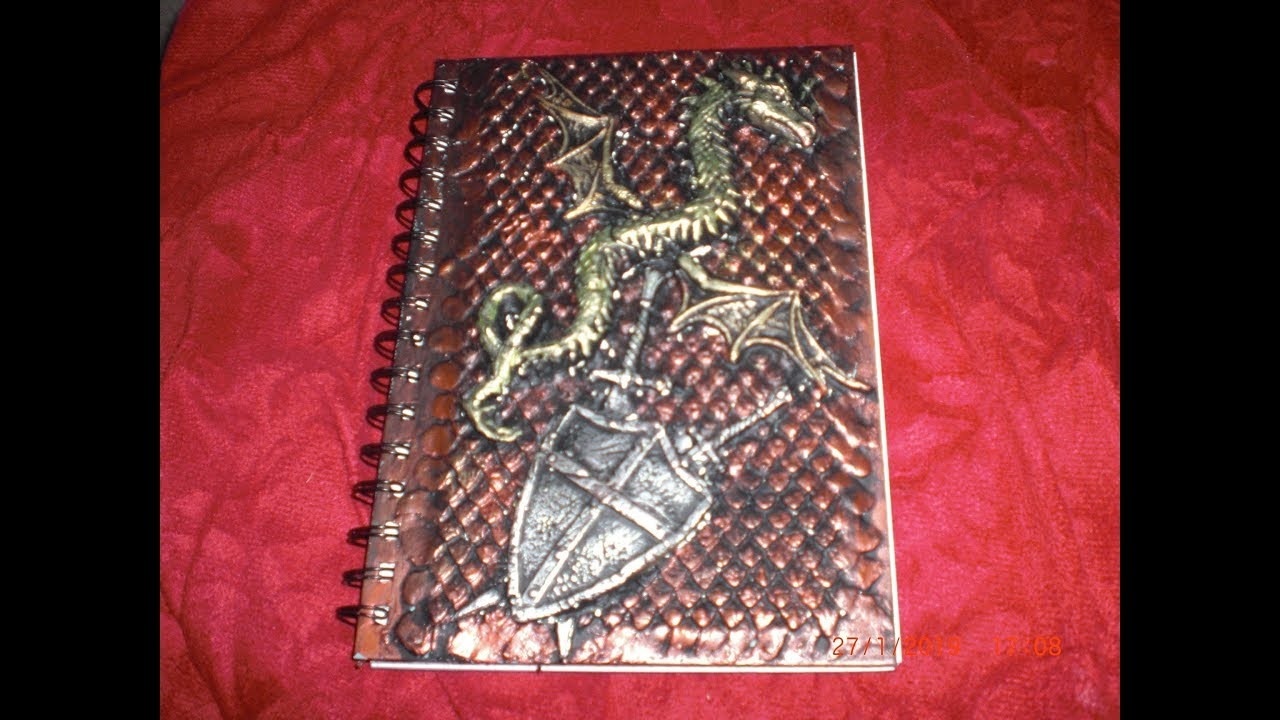 DIY - Notizbuch - Ideenbuch - Drachen , Schwert und Schild