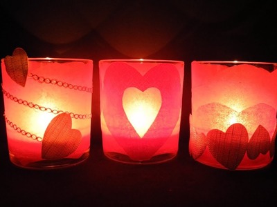 Valentinstag Tischdeko. Romantische Windlichter + Serviettenringe. Kreative Idee DIY