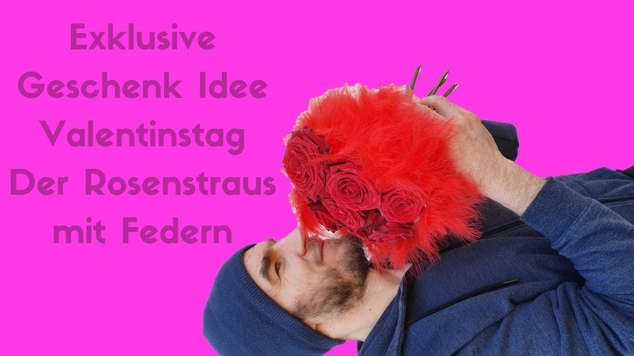 Valentinstagstrauss selber binden - DIY Anleitung - Rote Rosen mit Federn selber machen - Floristik