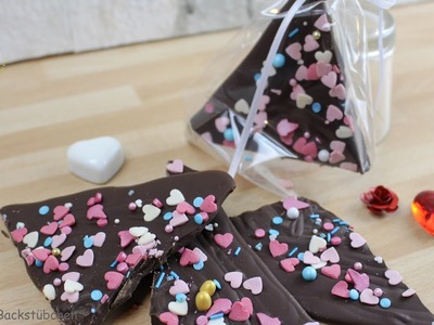 Bruchschokolade Valentinstag - DIY. Last Minute Geschenk
