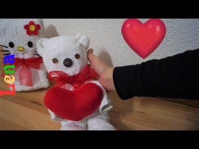 Handtuch Weißbär mit Herz falten ???? Towel polar bear with heart DIY ???? медведь из полотенца в подарок