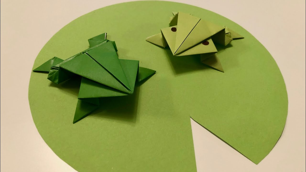 Hüpfenden Origami Frosch falten - basteln mit Papier für Kinder - DIY Paper Craft оригами