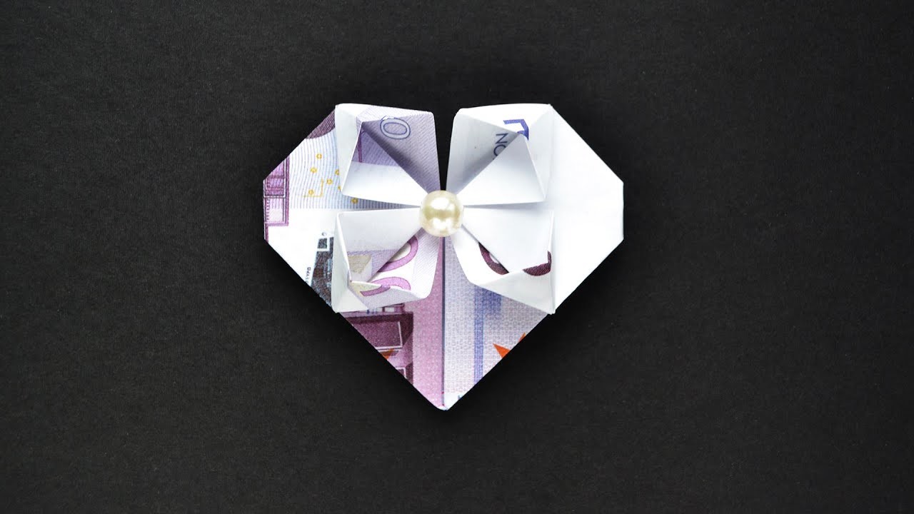 Schön Origami HERZ Euro Geldschein GELD FALTEN |  Money Origami HEART Tutorial DIY