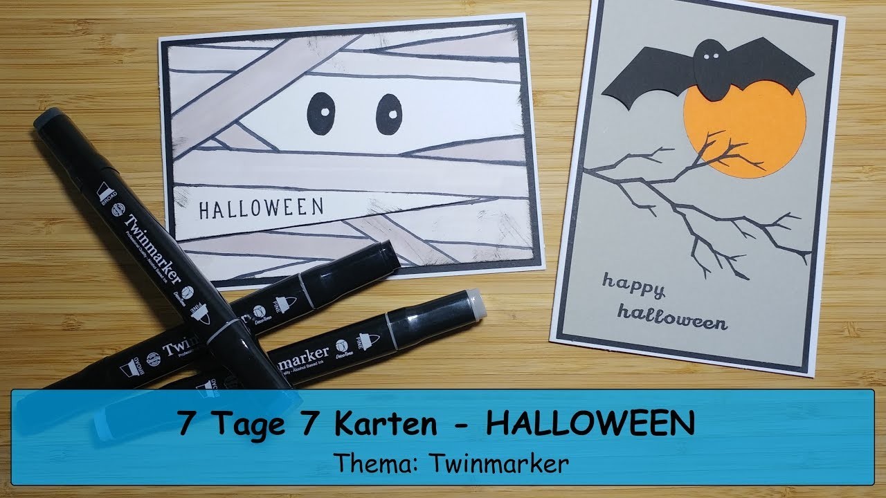 7 Tage 7 Karten Halloween #5 Twinmarker von Action. Watch me Craft. Karten basteln Serie Tutorial