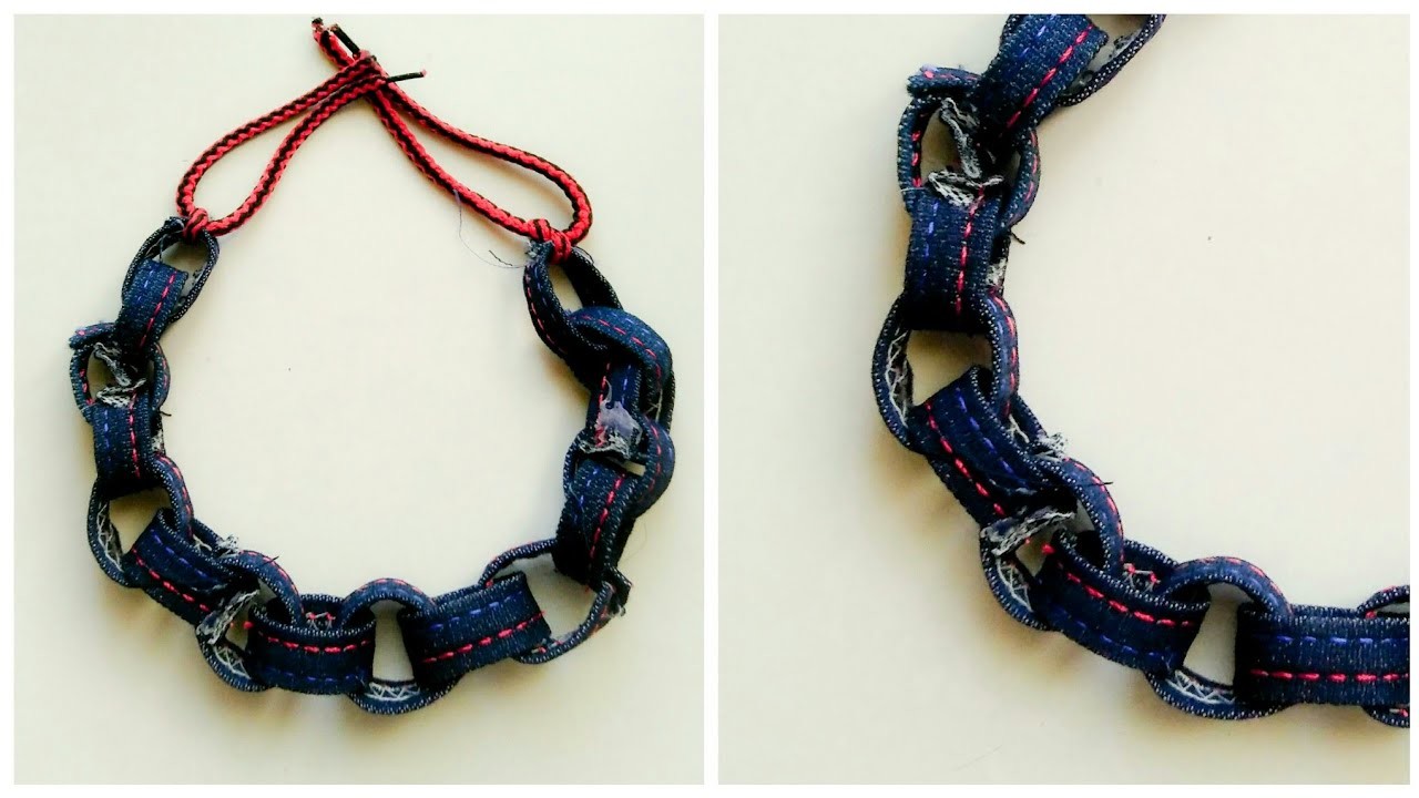 DIY jeans necklace || Denim Jewellery idea ||