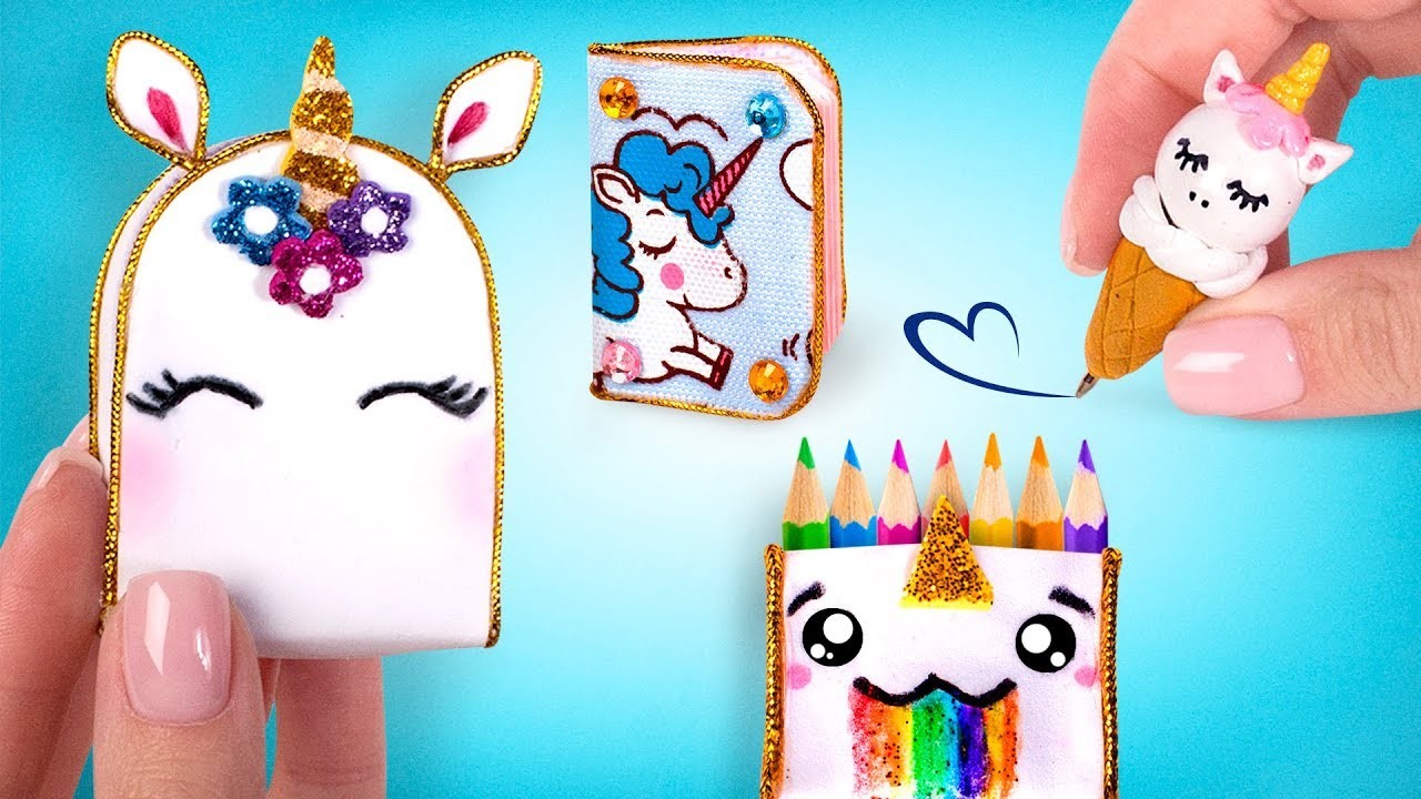 ????DIY: Miniatur-EINHORN-Schulbedarf