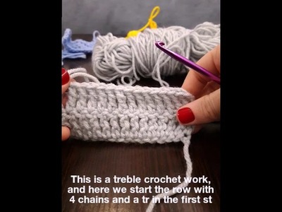 Double crochet and treble crochet.einfaches Stäbchen und doppeltes Stäbchen. thurje me grep me lak