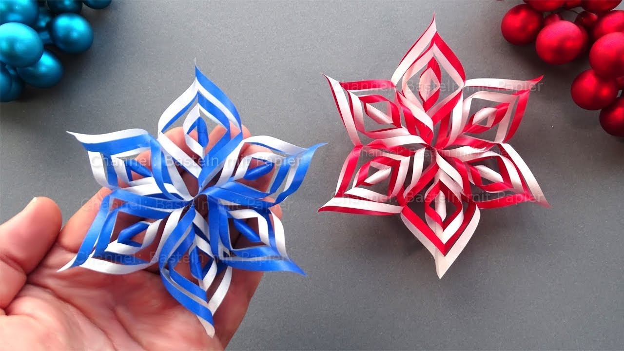 Weihnachtsdeko selber machen: Sterne basteln für Weihnachten mit Papier ⭐ Schneeflocken