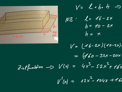 Extremwertaufgabe - Schachtel falten - Volumen maximal