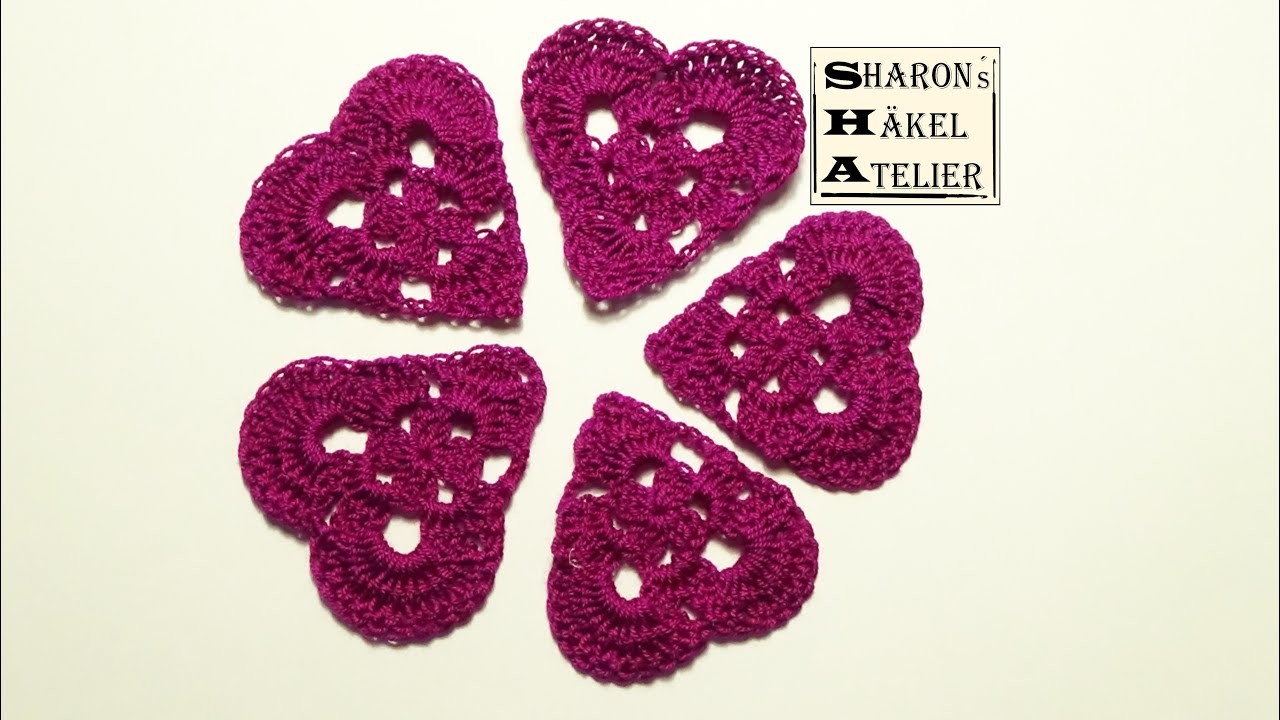 Herz häkeln - Patchwork häkeln | Rechtshänder