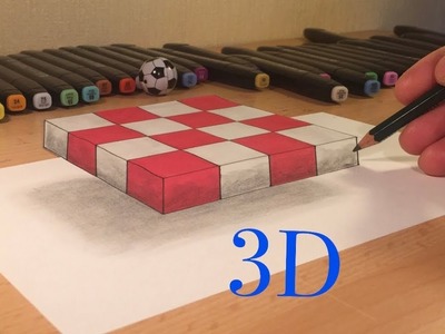 3D Zeichnen lernen für Anfänger leicht - 3D Trick Art on Paper, Floating Chess