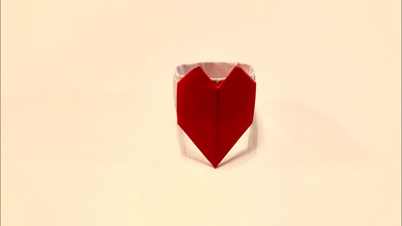 Geschenke selber machen - Herz Ring aus Papier basteln - Heart Ring Origami DIY оригами - Muttertag