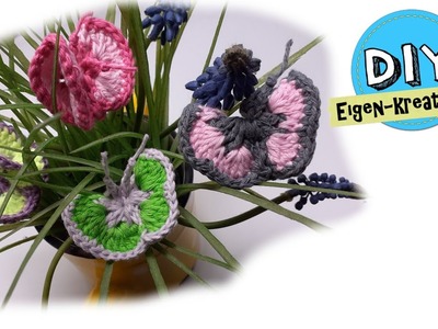 Schmetterling mit Anleitung häkeln I Blumen-Girlande Deko  I DIY Eigen Kreationen