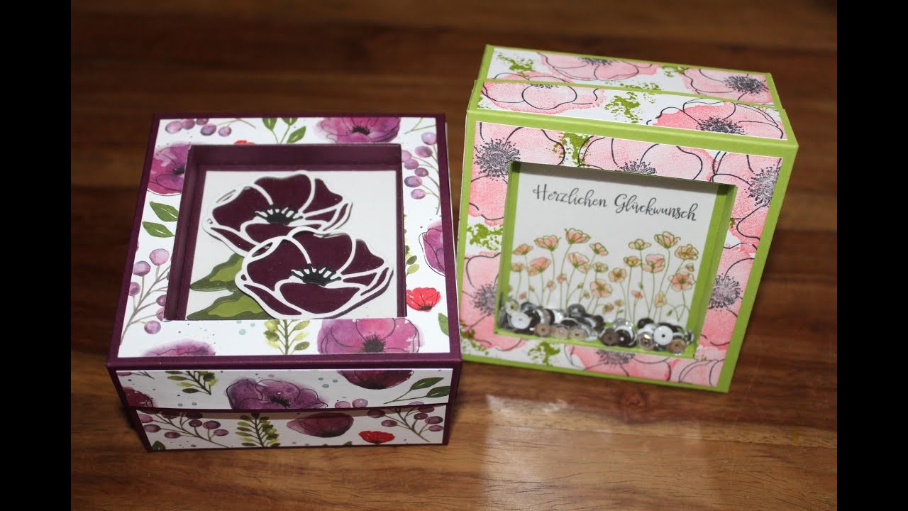 Geschenkbox mit 3 D Fenster mit der Produktreihe Mohnblüten Zauber von Stampin` UP!