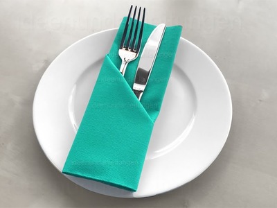 Servietten falten Bestecktasche. Tischdeko basteln für Ostern, Hochzeit, Weihnachten  oder Silvester