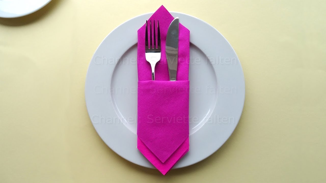 Servietten falten: Bestecktasche als Tischdeko für Hochzeit, Weihnachten, Geburtstag