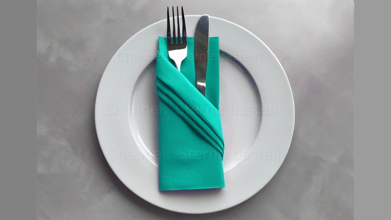 Servietten falten: Bestecktasche - Tischdeko selber basteln für Hochzeit, Weihnachten, Geburtstag